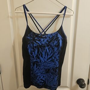 Lands' End Blue and Black Floral Camisole